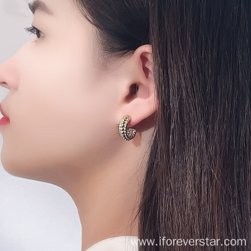 I8K Two Tone Gold Plated 925 Silver Earrings